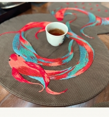 手工刺绣多色杯垫配手工