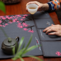 手工刺绣多色杯垫配手工diy套件