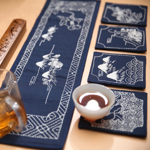 新品手工刺绣多色杯垫配手工diy套件