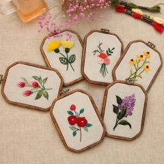 八角绣绷挂画鲁绣苏绣欧式花朵针线套包儿童材料包刺绣diy套件
