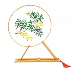 手工鲁绣刺绣diy古风半透明双面绣制作团扇材料包