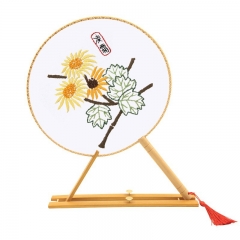 手工鲁绣刺绣diy古风半透明双面绣制作团扇材料包