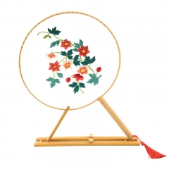 手工鲁绣刺绣diy古风半透明双面绣制作团扇材料包