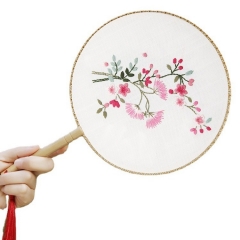 手工鲁绣刺绣diy古风半透明双面绣制作团扇材料包