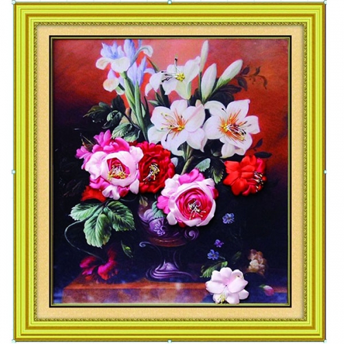 手工丝带绣挂画客厅卧室挂画diy套件