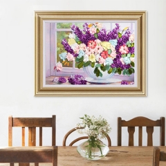 手工丝带绣挂画客厅卧室挂画diy套件