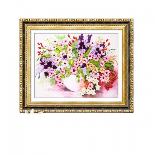 手工丝带绣挂画客厅卧室挂画diy套件